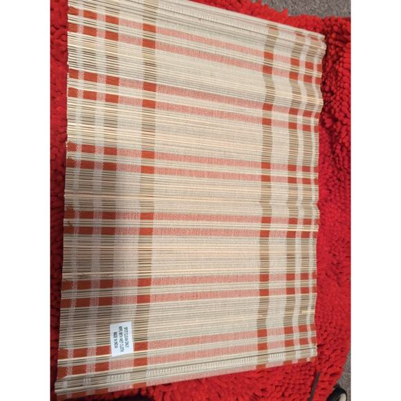 LMH Home Handmade Straw Placemats 6 Pack 13x9" Tan/Red - Picture 1 of 2